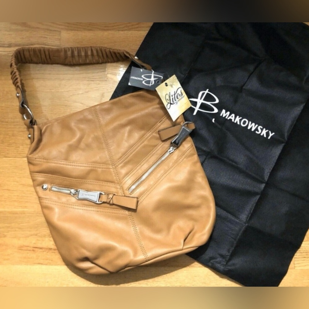 NEW WITH TAGS - B.MAKOWSKY SOFT LEATHER SHOULDER BAG